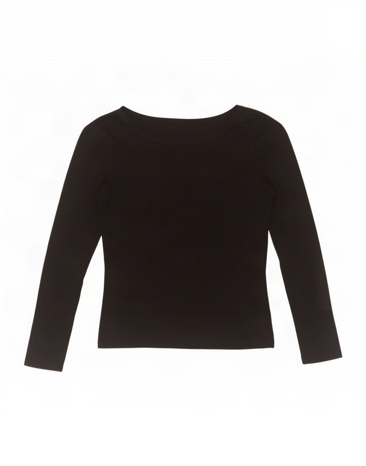 Zara Γυναικείο Crop Top μακρυμάνικο UK 12 Medium Black Rayon