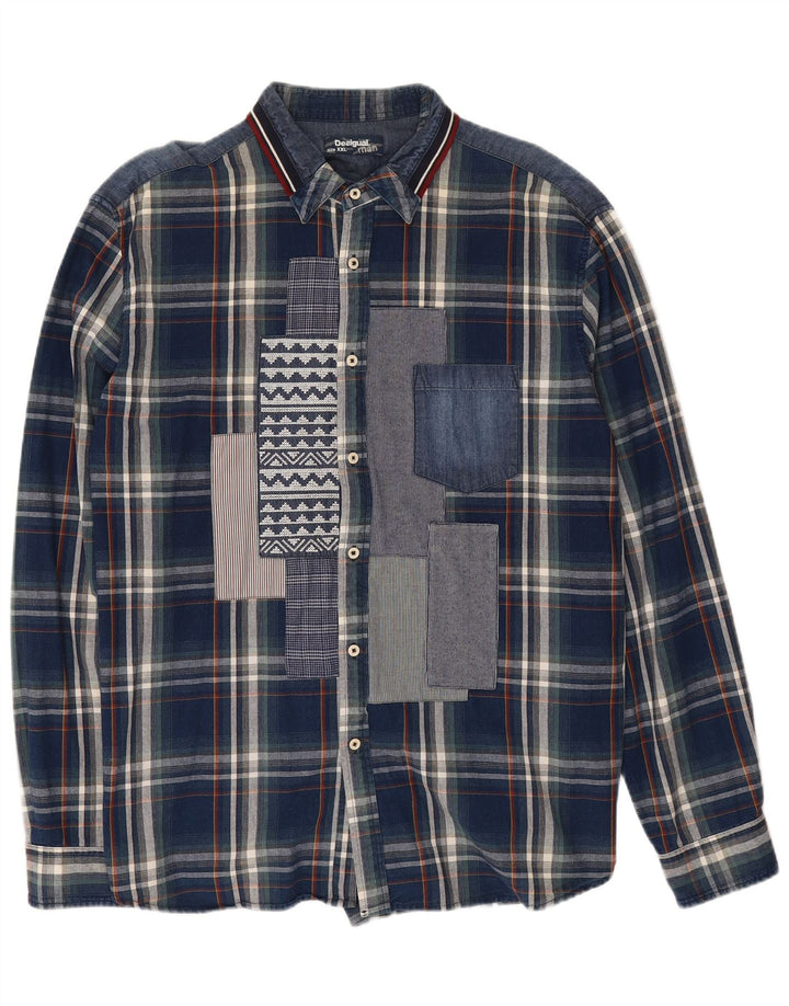 Ανδρικό πουκάμισο Desigual 2XL Navy Blue Check Cotton