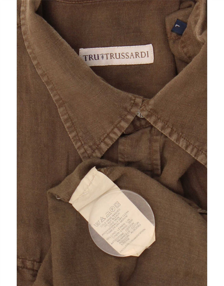 Ανδρικό πουκάμισο Trussardi Μεγάλο Χακί Λινό
