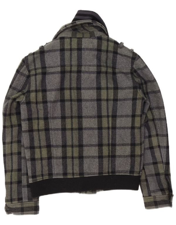 Vintage Ανδρικό μπουφάν UK 40 Large Grey Check Wool
