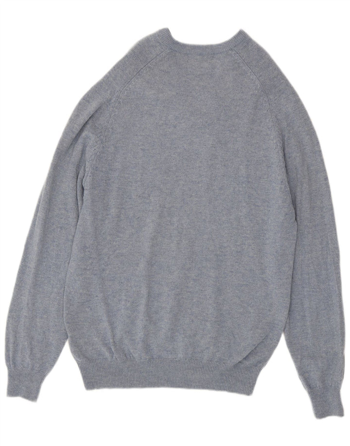 Ανδρικό πουλόβερ Marks & Spencer Blue Harbor με λαιμόκοψη με λαιμόκοψη σε μεσαίο μπλε
