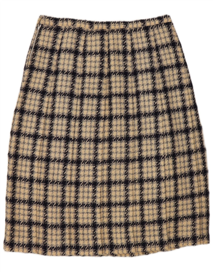 VINTAGE Γυναικεία Φούστα σε γραμμή Α W30 Μεσαίο Μπεζ Τσέκ