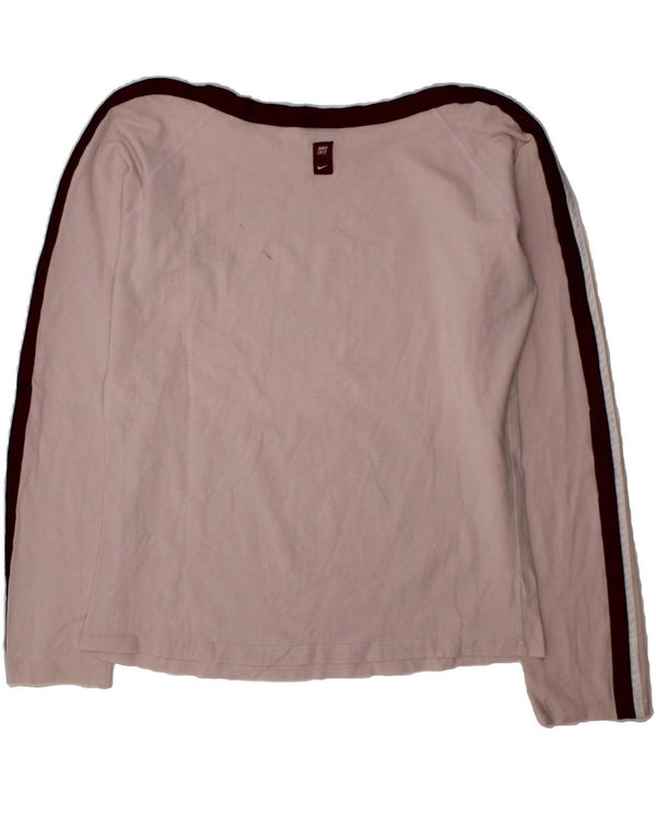 NIKE Girls Graphic Top Long Sleeve 13-14 Years XL Pink Colourblock