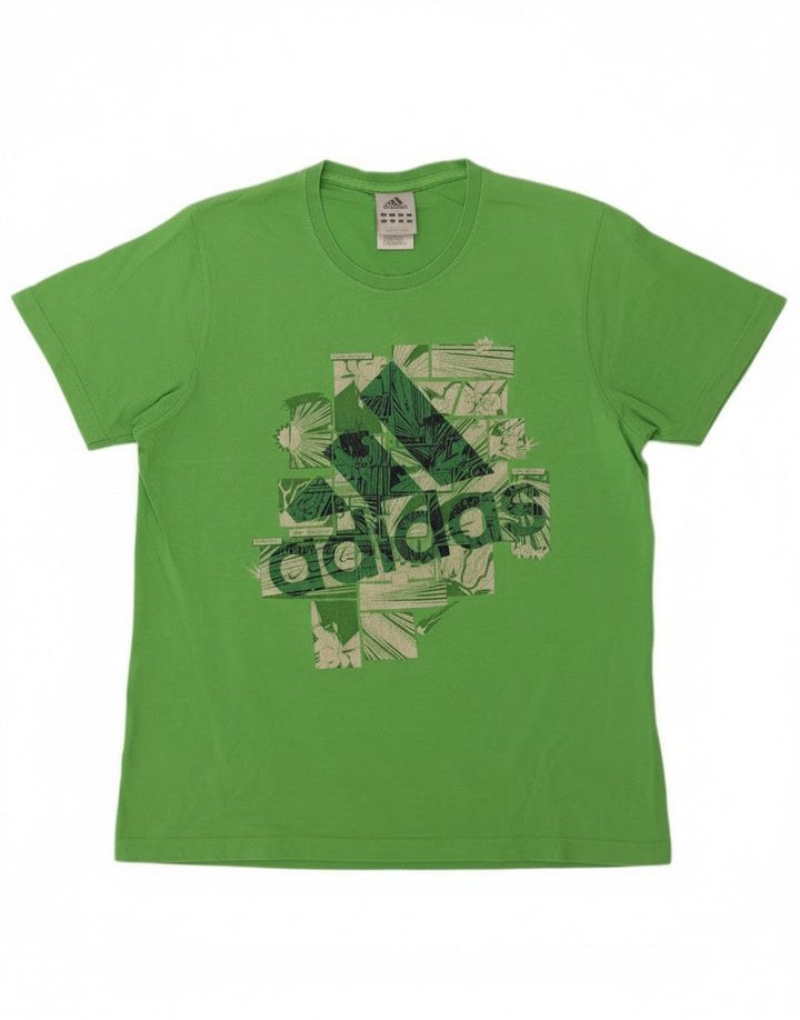 Ανδρικό γραφικό T-Shirt Adidas Top μεγάλο πράσινο βαμβακερό