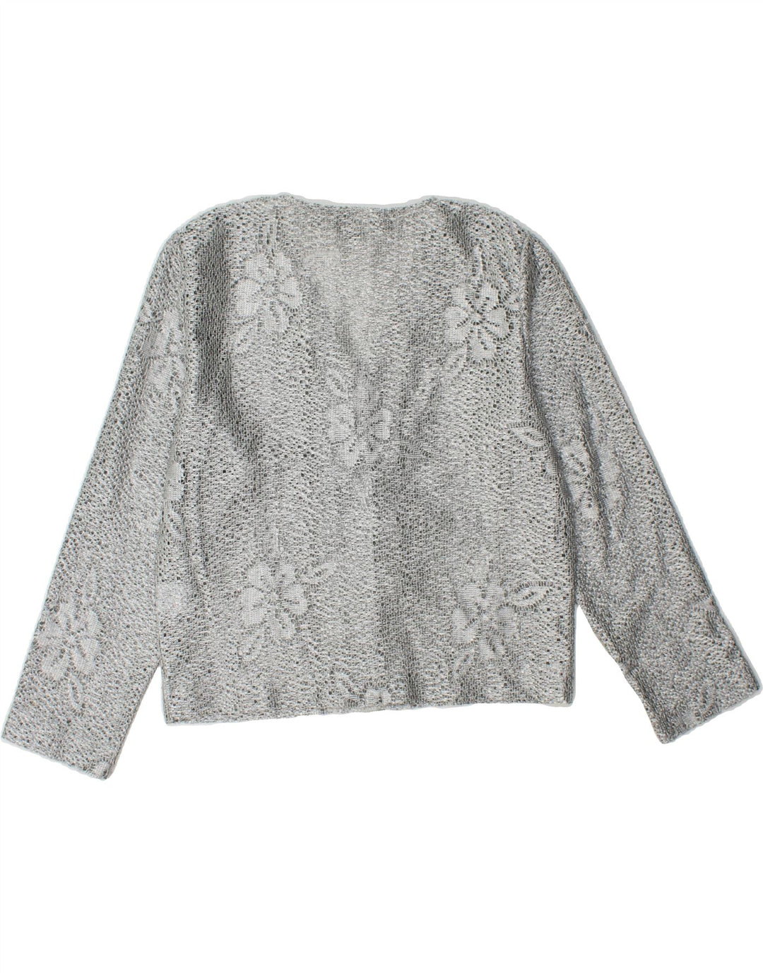 STREET ONE Womens Cardigan Sweater UK 14 Medium Grey Floral Polyester Vintage Street One and Second-Hand Street One from Messina Hembry 