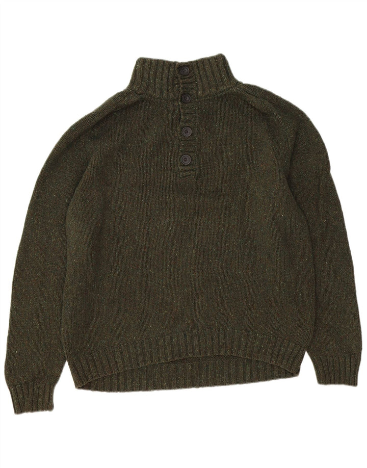 Eddie Bauer Ανδρικό πουλόβερ με λαιμό με κουμπιά από βαμβακερό χακί