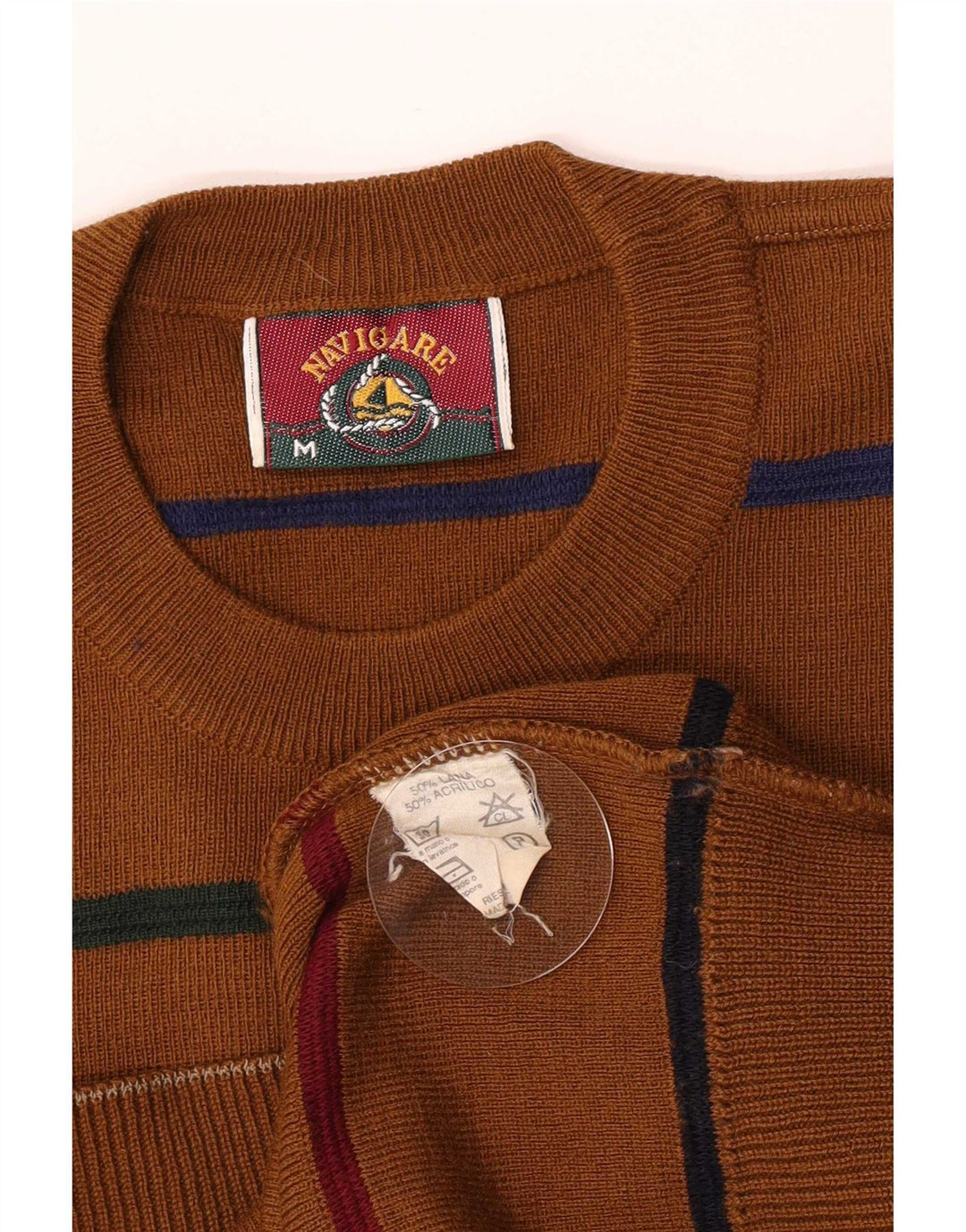 Ανδρικό πουλόβερ Navigare Crew Neck Jumper Μαλλί μεσαίο καφέ ριγέ