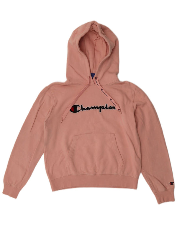 Champion Womens Graphic Oversized Hoodie Jumper UK 10 Small Pink Cotton