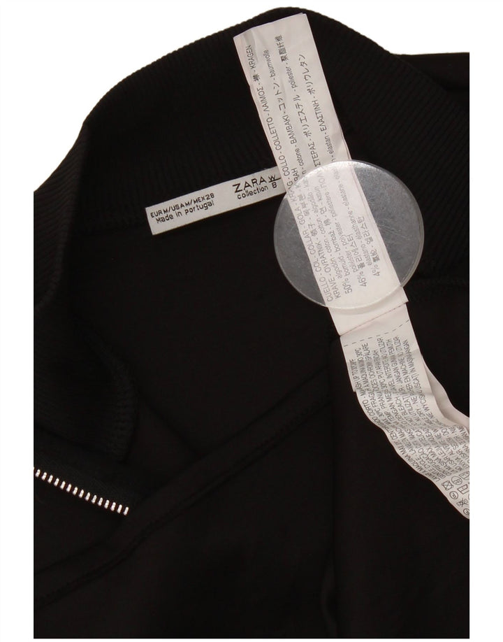 Zara Γυναικείο Crop Top UK 12 Medium Black Cotton