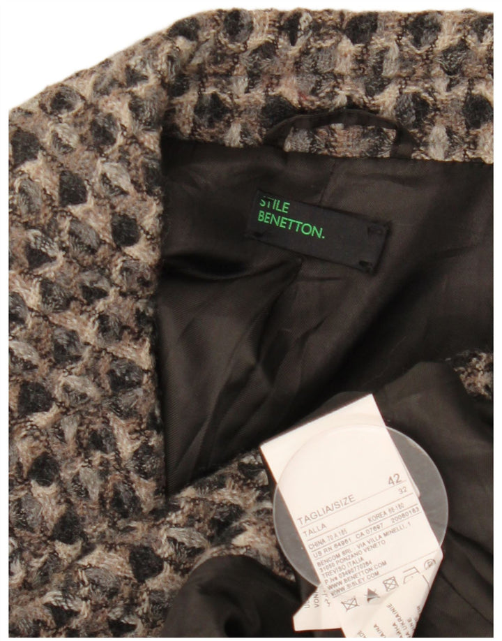 Γυναικείο Παλτό Benetton IT 42 Γκρι Γκρι Γεωμετρικό Μαλλί