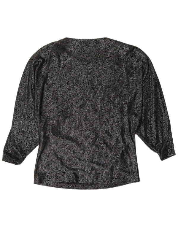 Γυναικεία μακρυμάνικη μπλούζα VINTAGE Top IT 42 Μεσαία Μαύρη φλοράλ βισκόζη