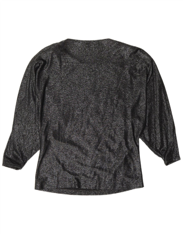 Γυναικεία μακρυμάνικη μπλούζα VINTAGE Top IT 42 Μεσαία Μαύρη φλοράλ βισκόζη