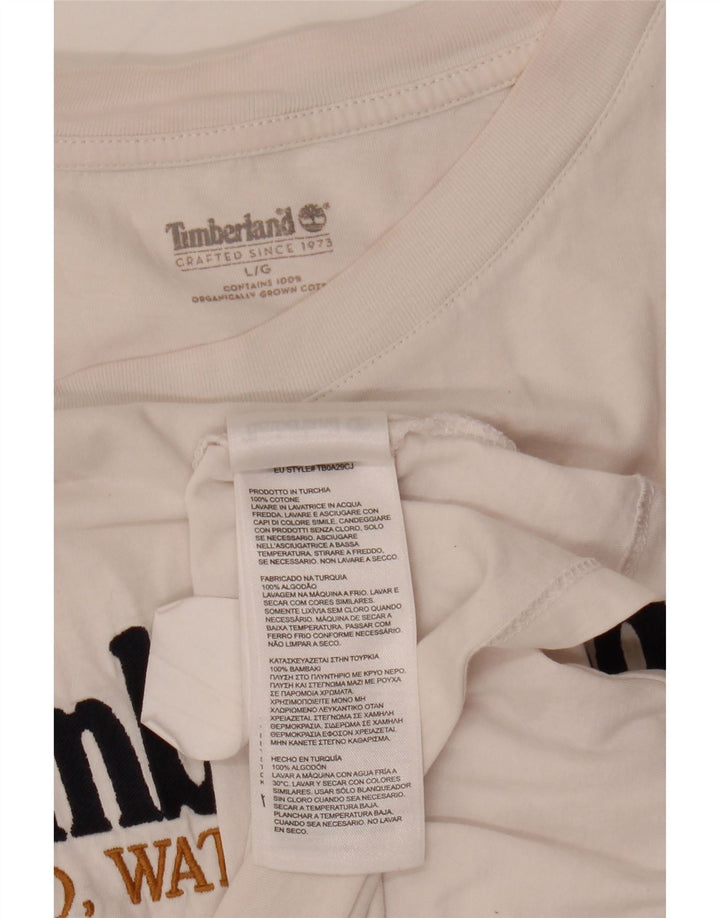 Ανδρικό γραφικό T-Shirt Timberland Top μεγάλο λευκό βαμβακερό