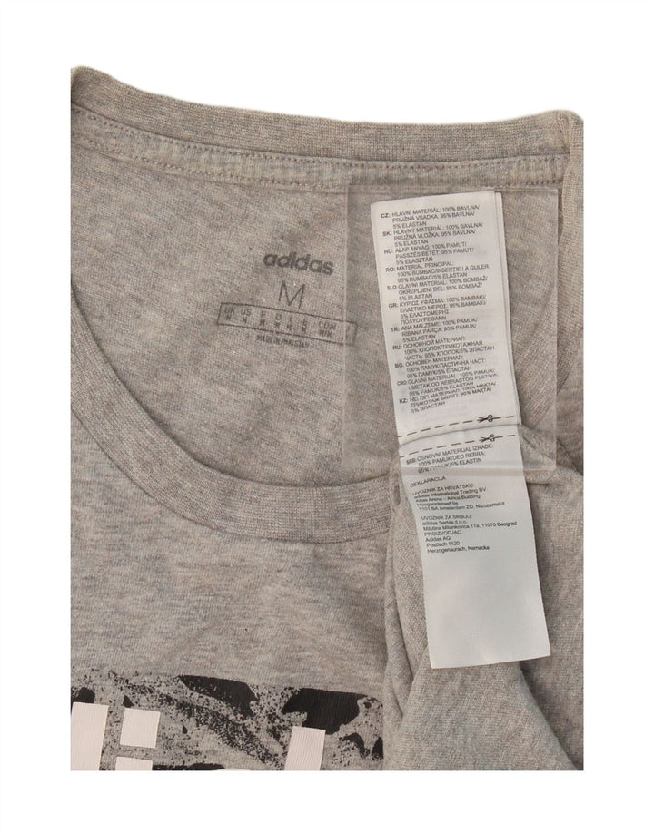ADIDAS Mens Graphic T-Shirt Top Medium Grey Flecked Cotton
