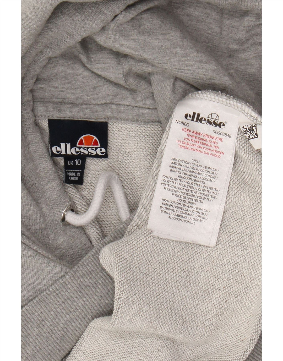 ELLESSE Γυναικείο Hoodie Jumper UK 10 Small Grey Cotton