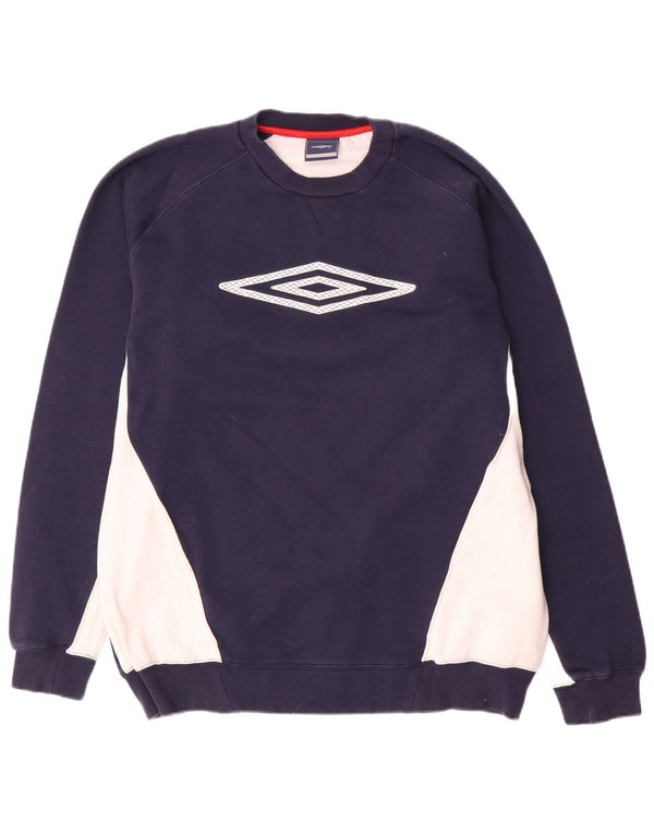 Umbro Mens Graphic Sweatshirt Jumper Large Navy Blue Colourblock