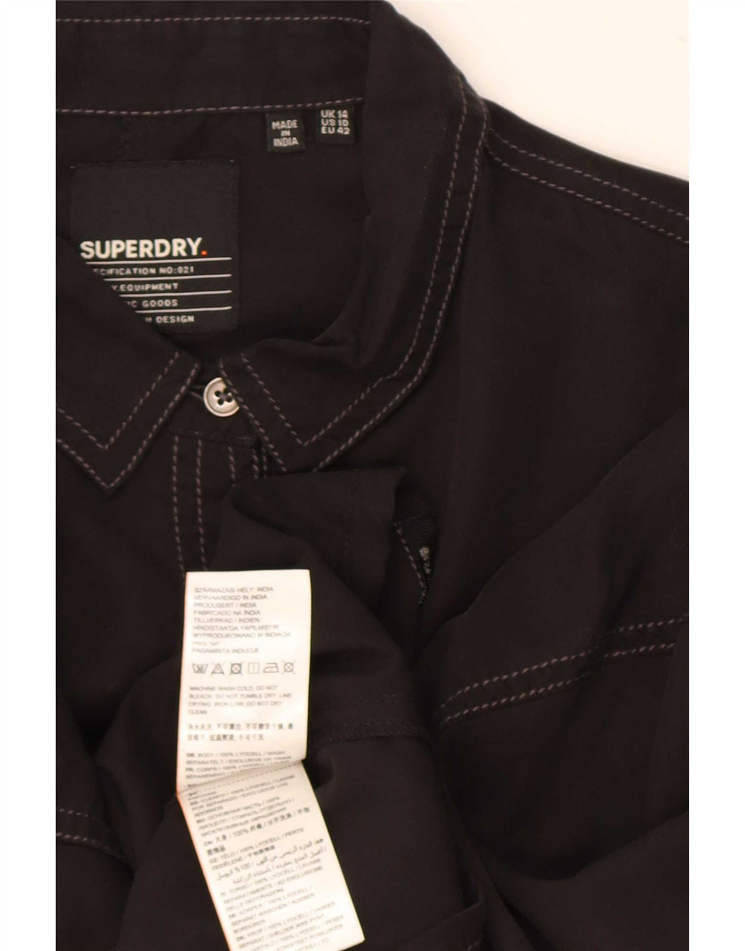 Superdry γυναικείο πουκάμισο μεγάλου μεγέθους UK 14 μεγάλο μαύρο Lyocell