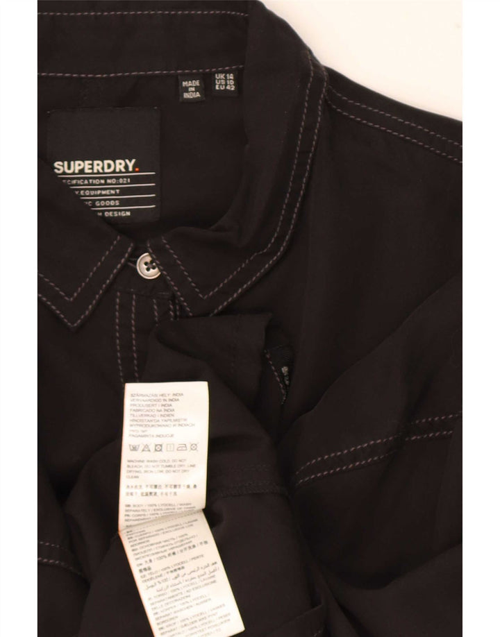 Superdry γυναικείο πουκάμισο μεγάλου μεγέθους UK 14 μεγάλο μαύρο Lyocell