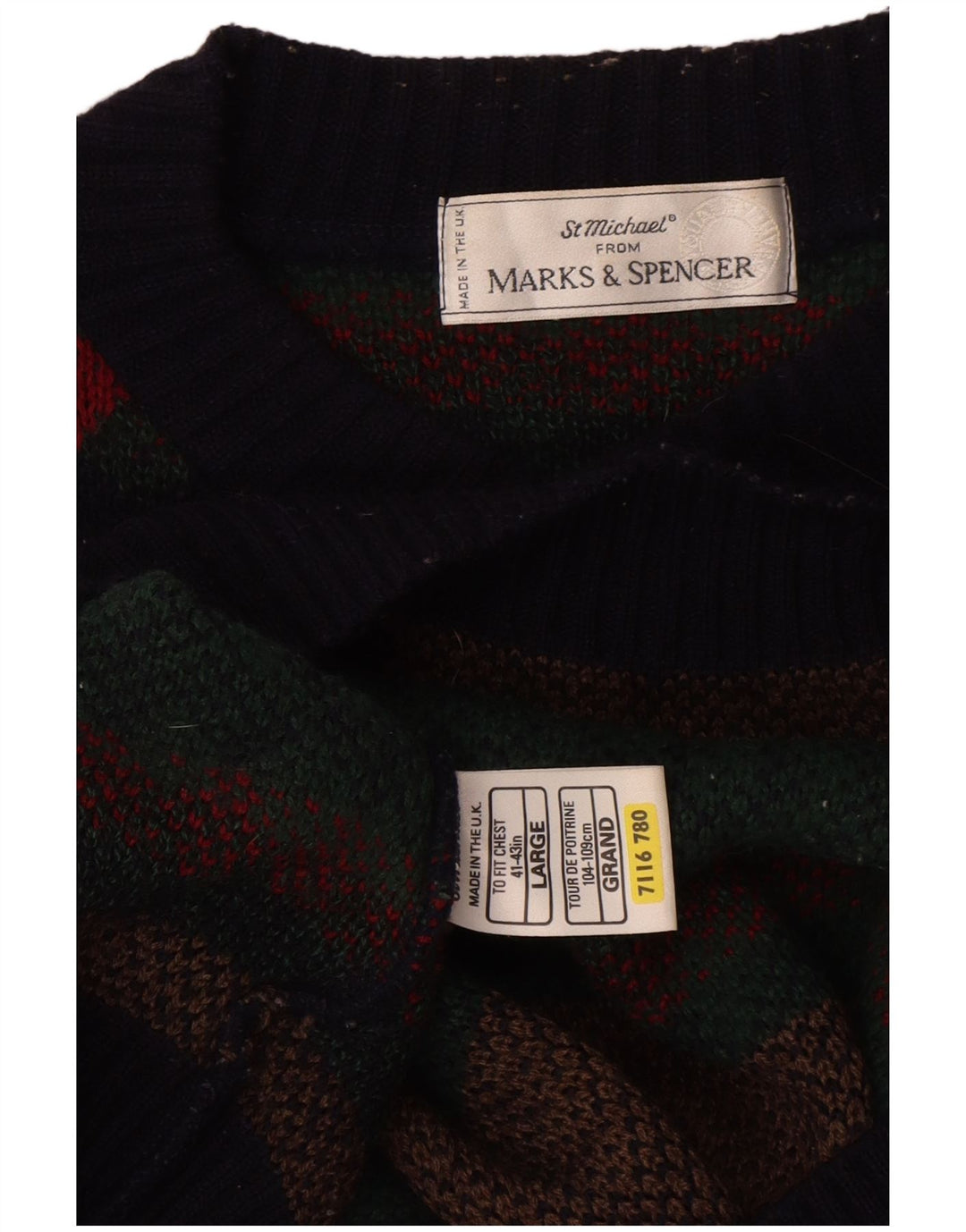 Marks & Spencer Ανδρικό πουλόβερ με λαιμόκοψη μεγάλο πολύχρωμο