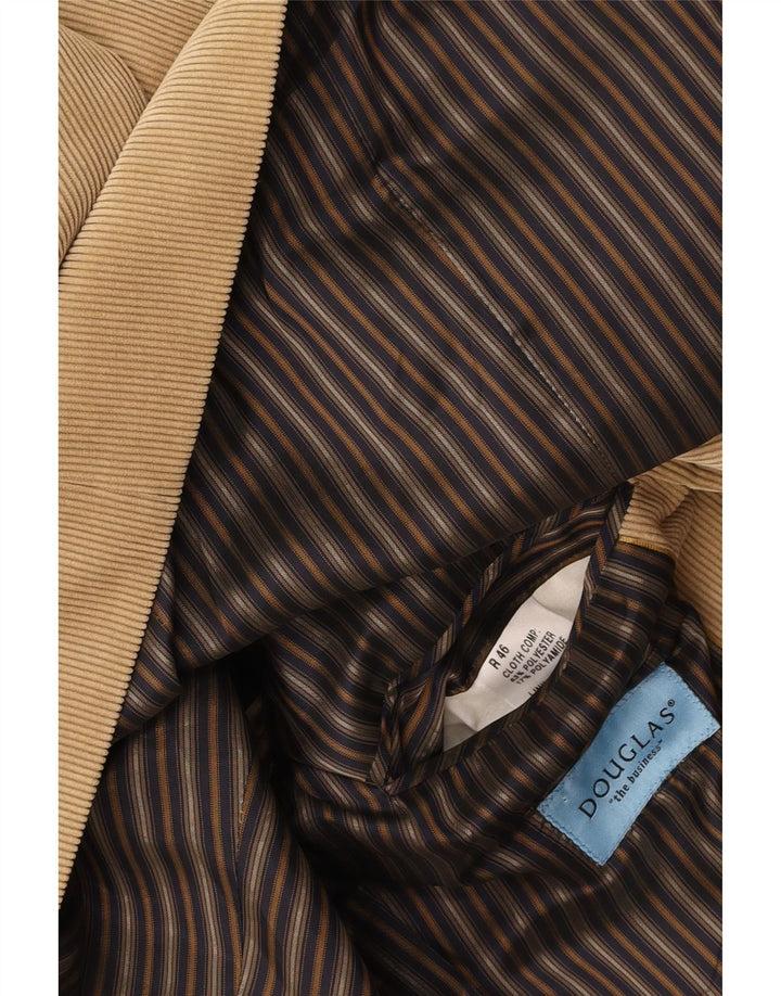 DOUGLAS Ανδρικό κοτλέ σακάκι 2 κουμπιών IT 46 3XL Μπεζ πολυεστέρας