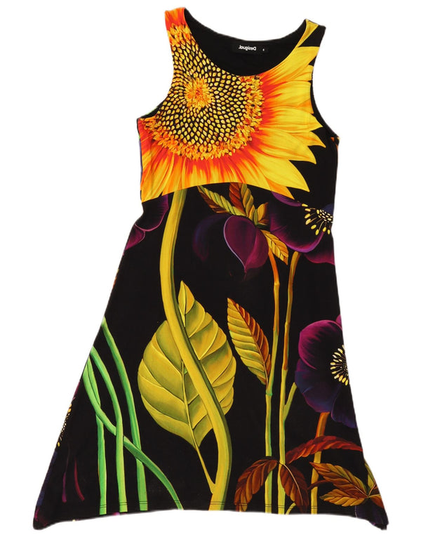 Desigual Γυναικείο γραφικό Sundress UK 8 Small Black Floral Viscose