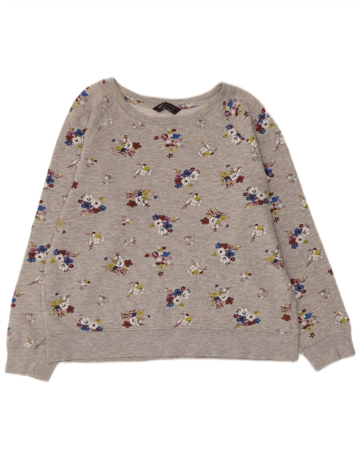 MARKS & SPENCER Γυναικεία φούτερ Crop Jumper UK 12 Medium Grey Floral
