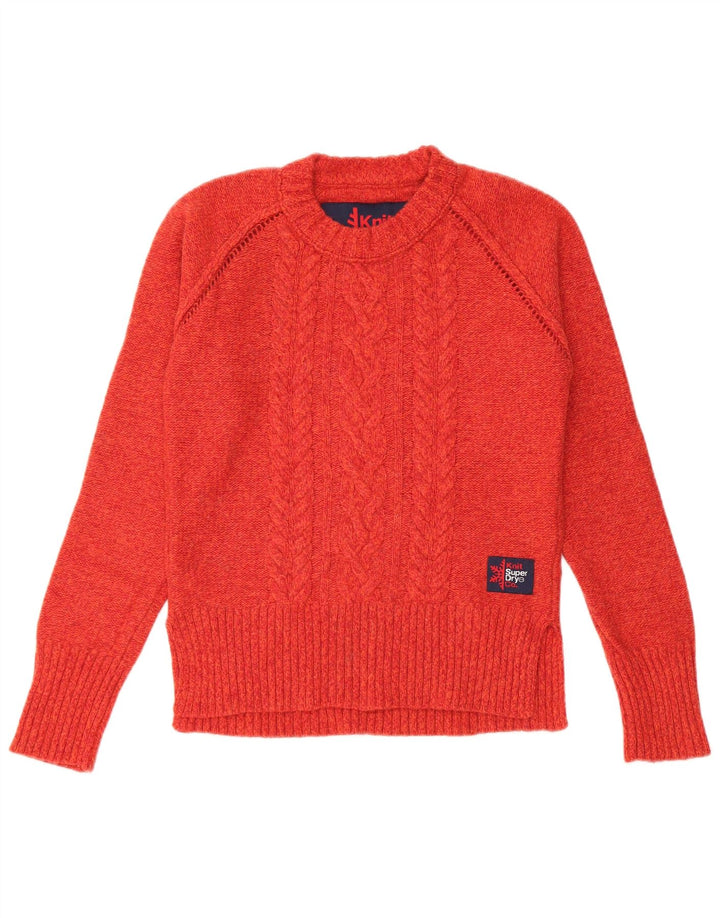 Superdry Γυναικείο πουλόβερ με λαιμόκοψη UK 10 Small Red Wool
