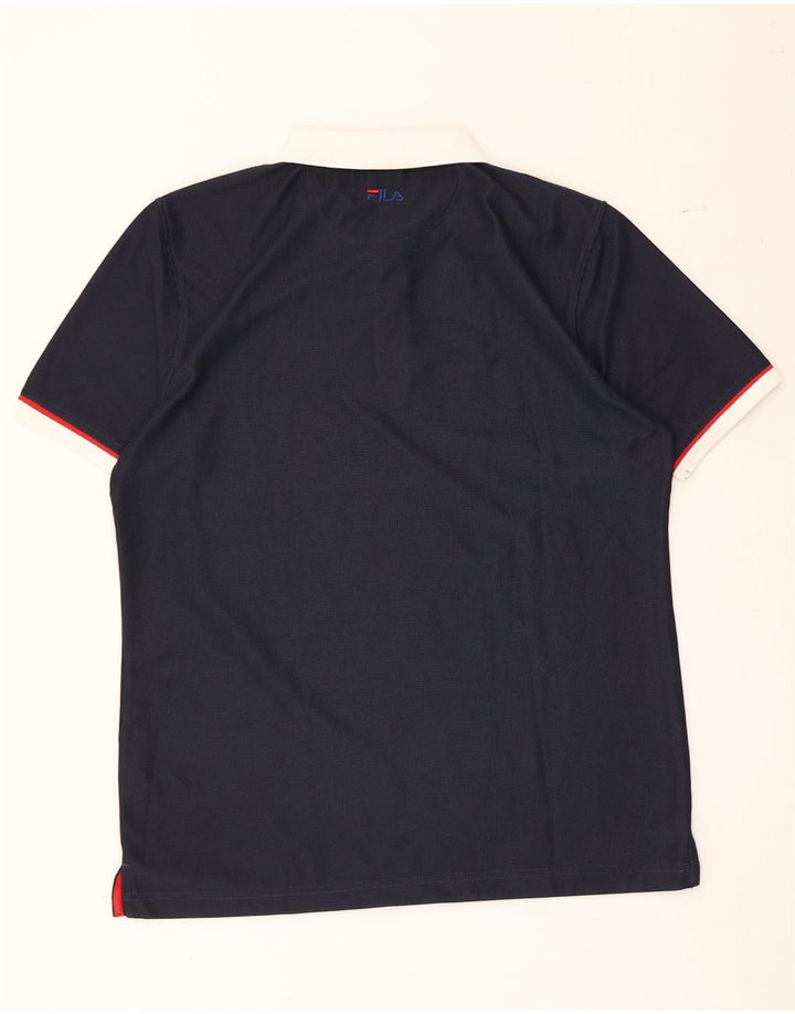 Ανδρικό πουκάμισο πόλο Fila Μεγάλο μπλε Navy Colorblock Πολυεστέρας