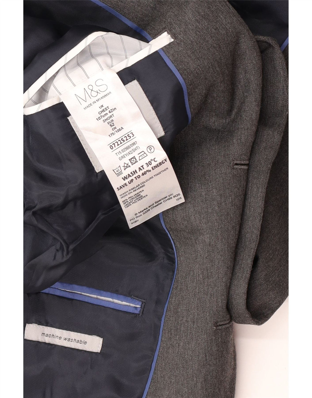 Marks & Spencer Ανδρικό μπουφάν Blazer IT 42 XL Γκρι πολυεστέρας