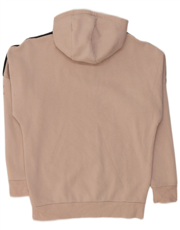 ADIDAS Girls Graphic Hoodie Jumper 13-14 Years Pink Cotton