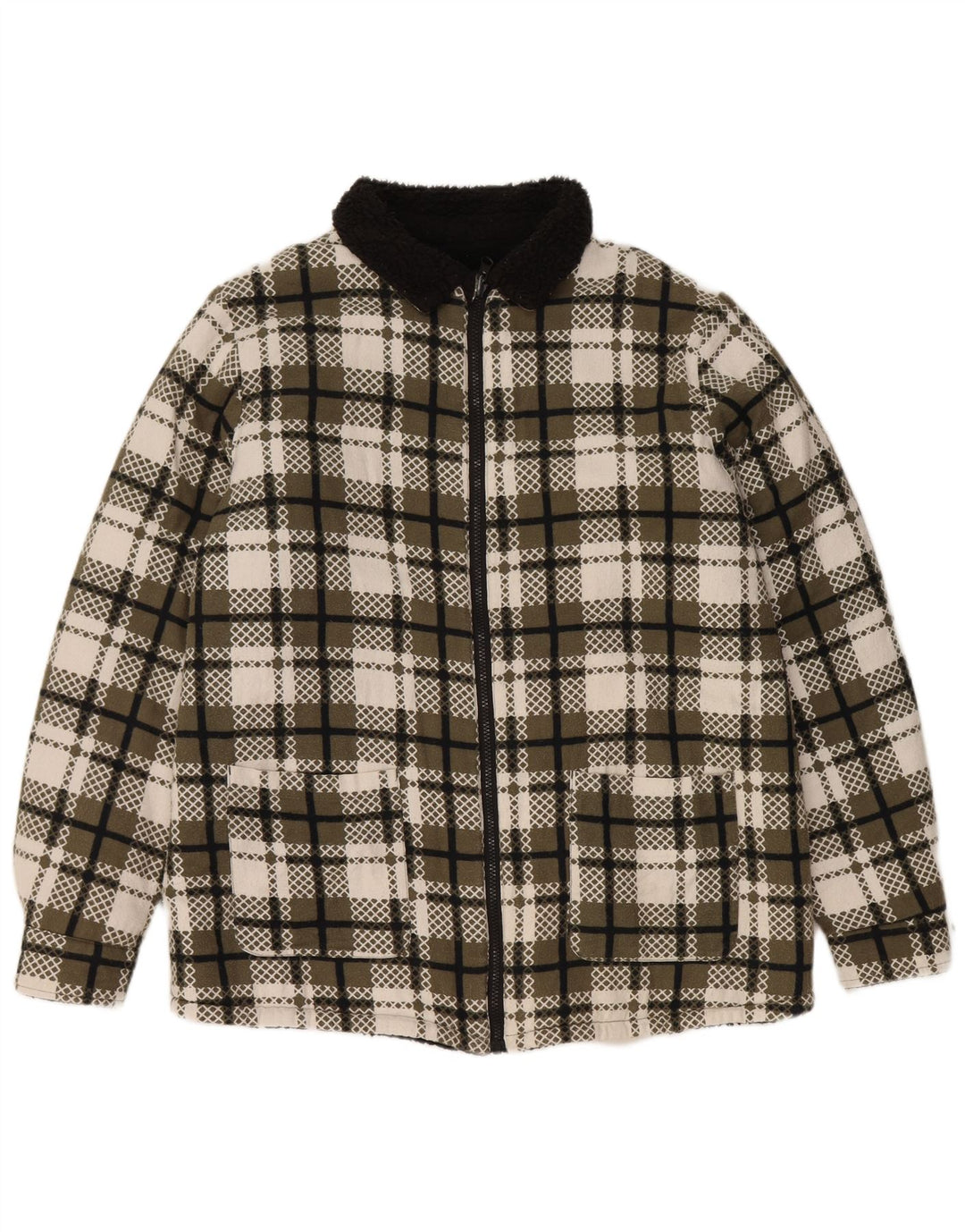 VINTAGE Γυναικείο Σέρπα Μπουφάν UK 16 Μεγάλη Πράσινη Επιταγή