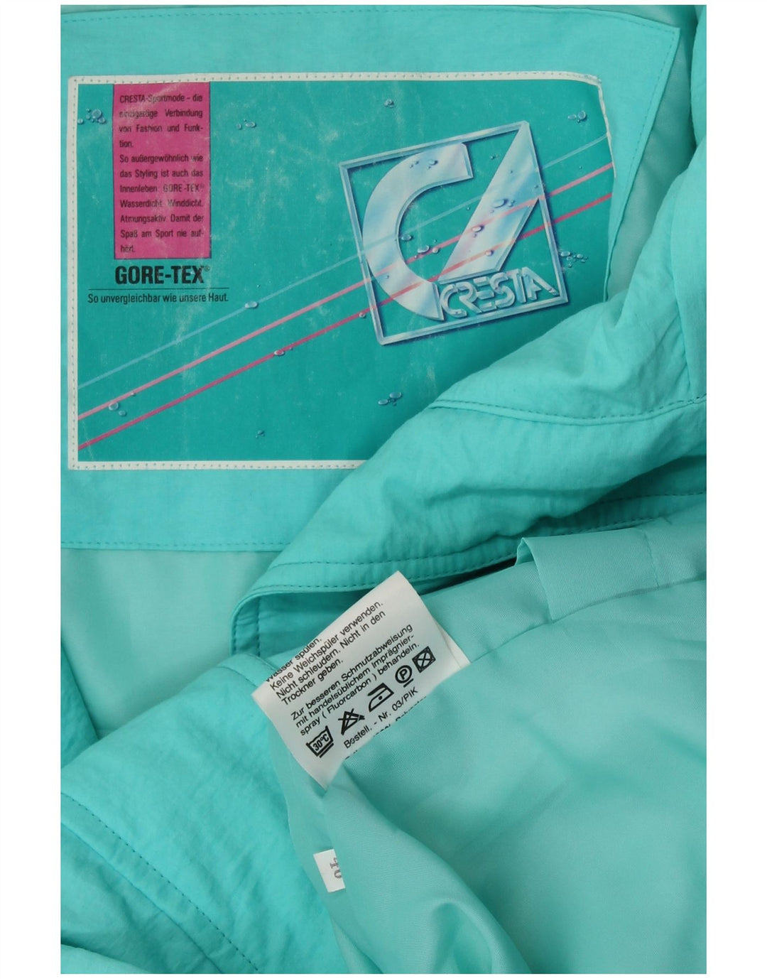 CRESTA Γυναικείο Gore-Tex μπουφάν σκι μεγάλου μεγέθους EU 40 Μεσαίο τυρκουάζ βαμβάκι