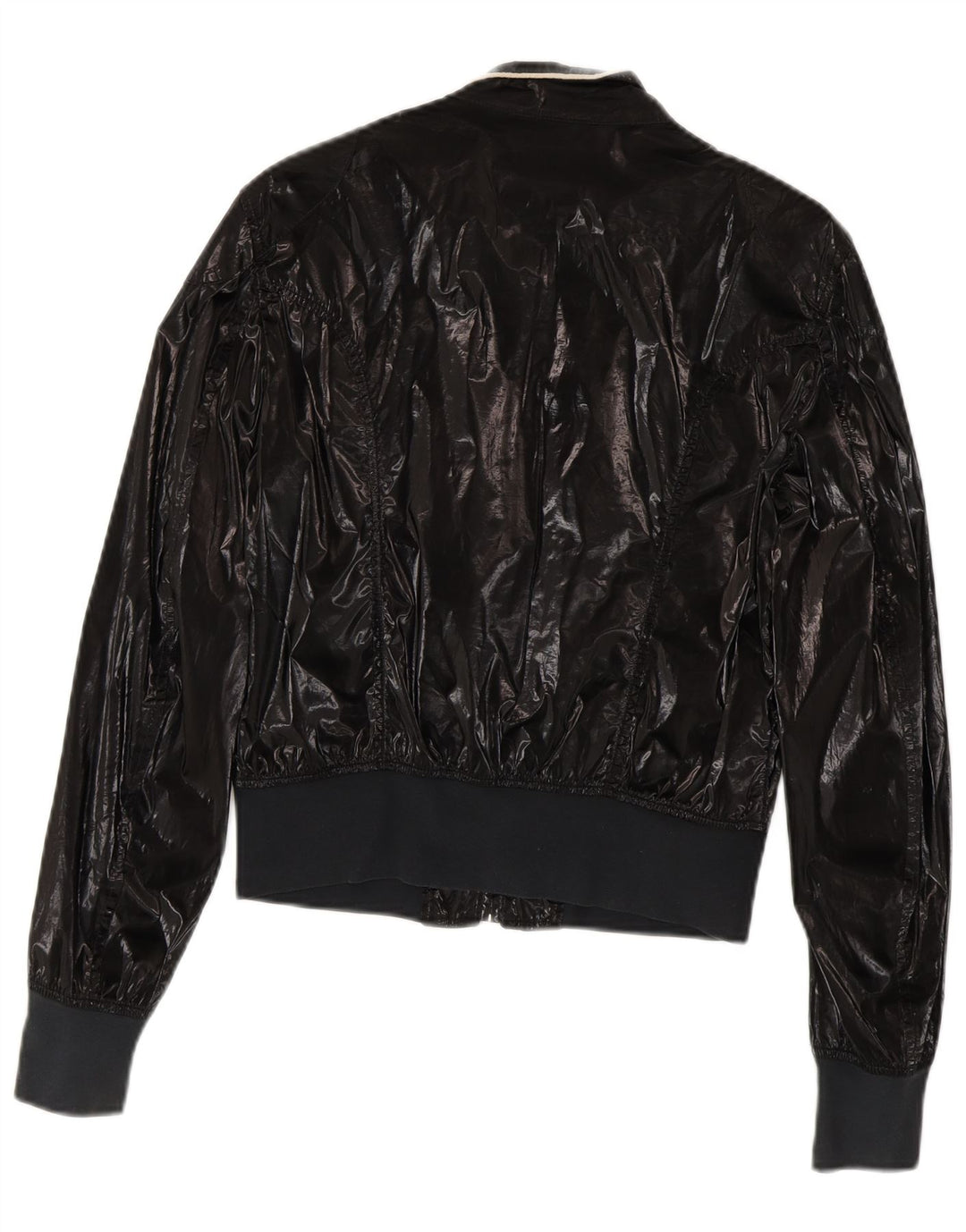 BELSTAFF Womens Faux Leather Bomber Jacket IT 44 Medium Black Polyurethane