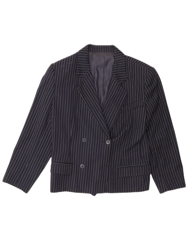 Vintage γυναικείο διπλό μπουφάν Blazer IT 48 XL Navy Blue Pinstripe