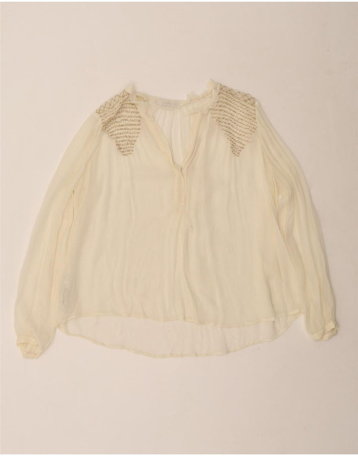 Mango Womens See Through Μπλούζα Top UK 12 Medium Off White Viscose