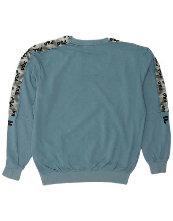 Ανδρικό γραφικό φούτερ FILA Jumper Small Blue Colourblock Βαμβακερό