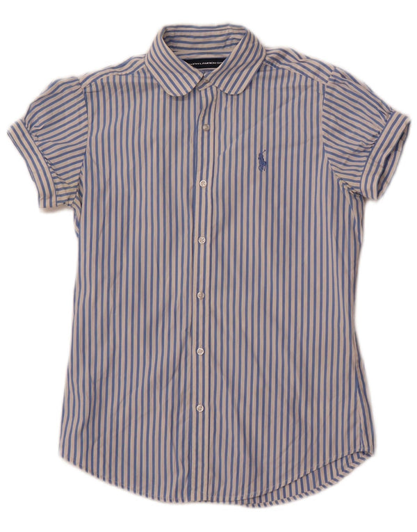Ralph Lauren Γυναικείο κοντομάνικο πουκάμισο US 4 Small blue pinstripe βαμβακερό
