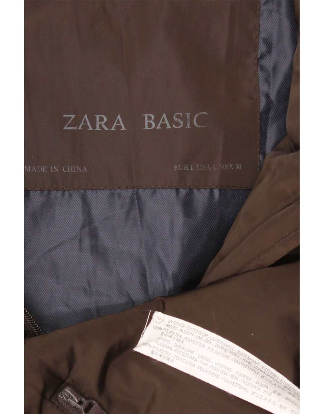 ZARA Γυναικείο padded Gilet UK 14 Large Brown Πολυεστέρας