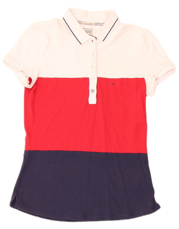 Γυναικείο μπλουζάκι πόλο Tommy Hilfiger UK 12 μεσαίο πολύχρωμο μπλοκ χρώματος