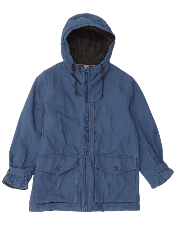 J. Crew Mens Hooded Windbreaker Jacket UK 36 Small Blue Cotton