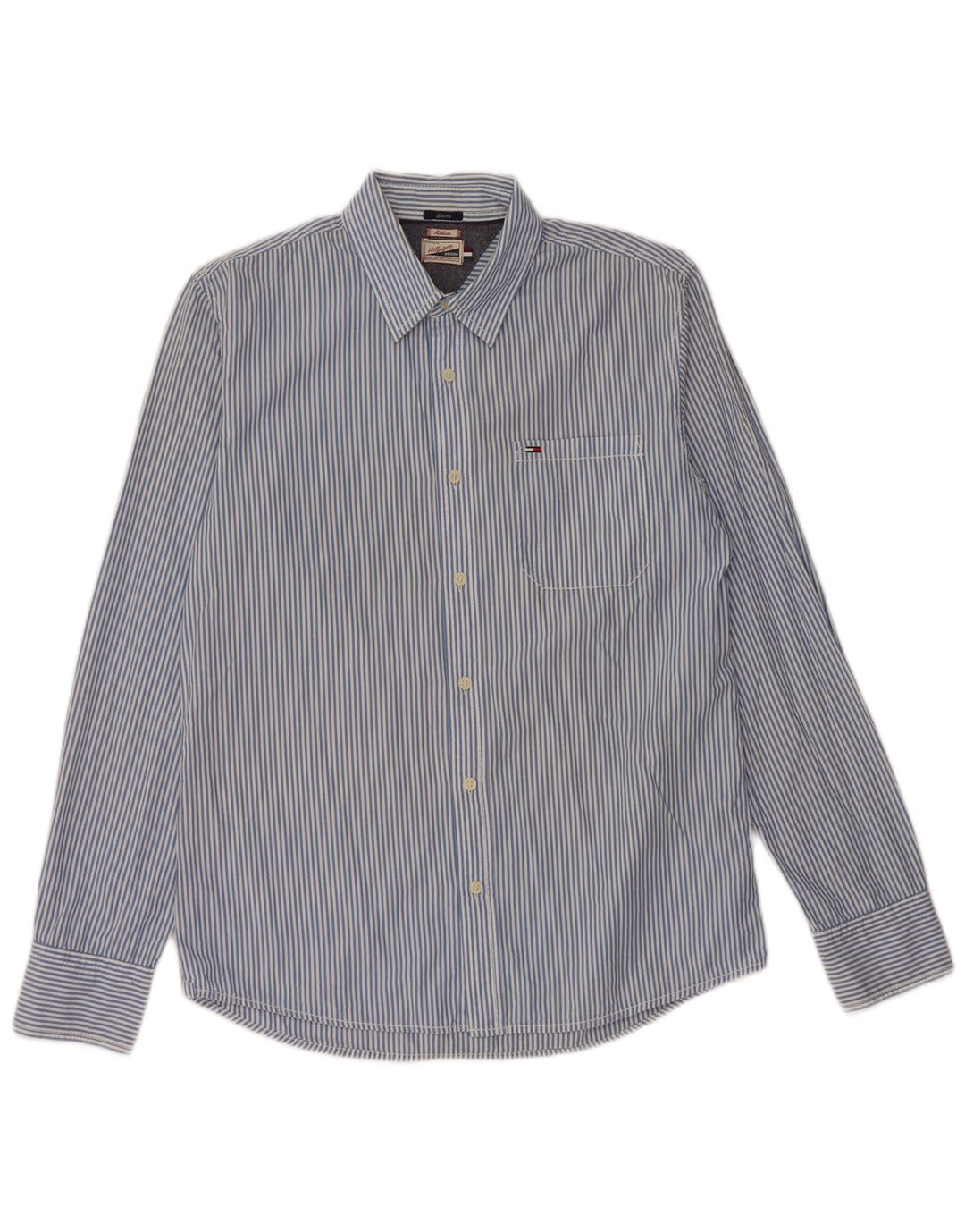 TOMMY HILFIGER Ανδρικό πουκάμισο Slim Fit Βαμβακερό μεσαίο μπλε ριγέ