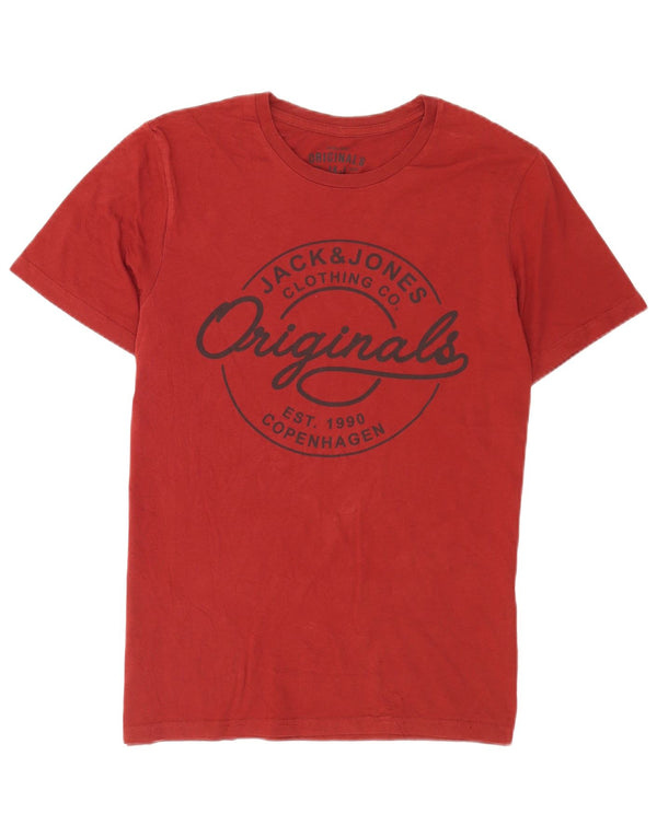 Jack & Jones Womens Graphic T-Shirt Top UK 16 Large Maroon Cotton