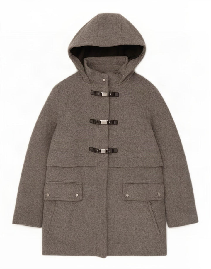 Zara Γυναικείο μπουφάν Duffle με κουκούλα UK 18 XL Grey Polyester