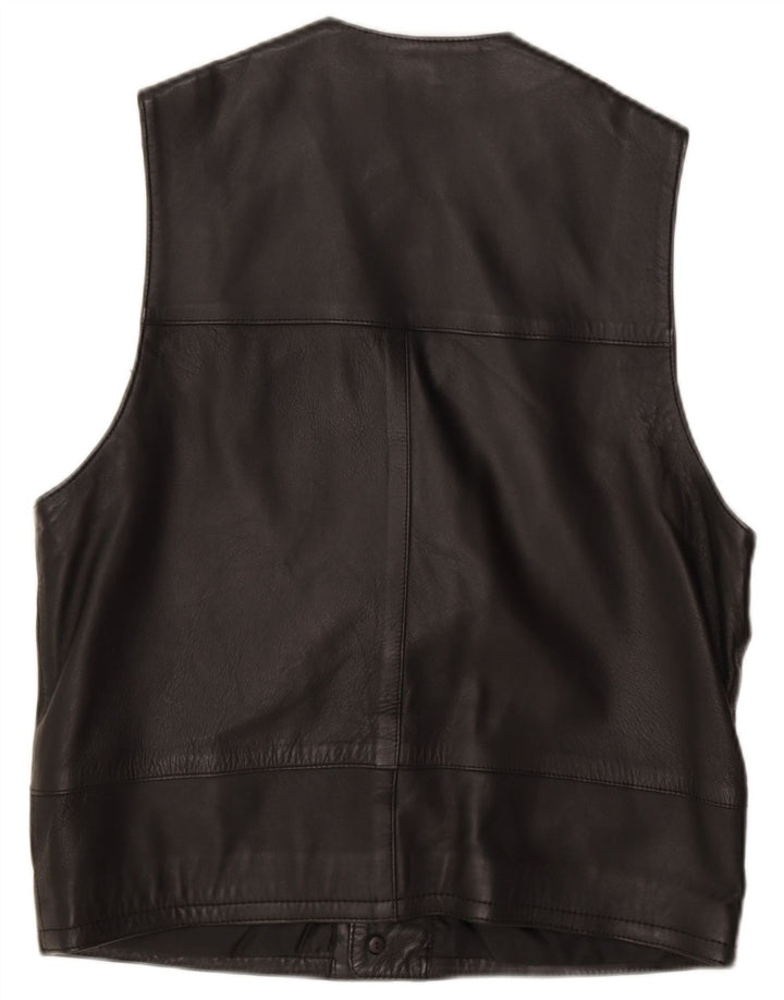Ανδρικό δερμάτινο γιλέκο Gurtex IT 48 Medium Black Leather