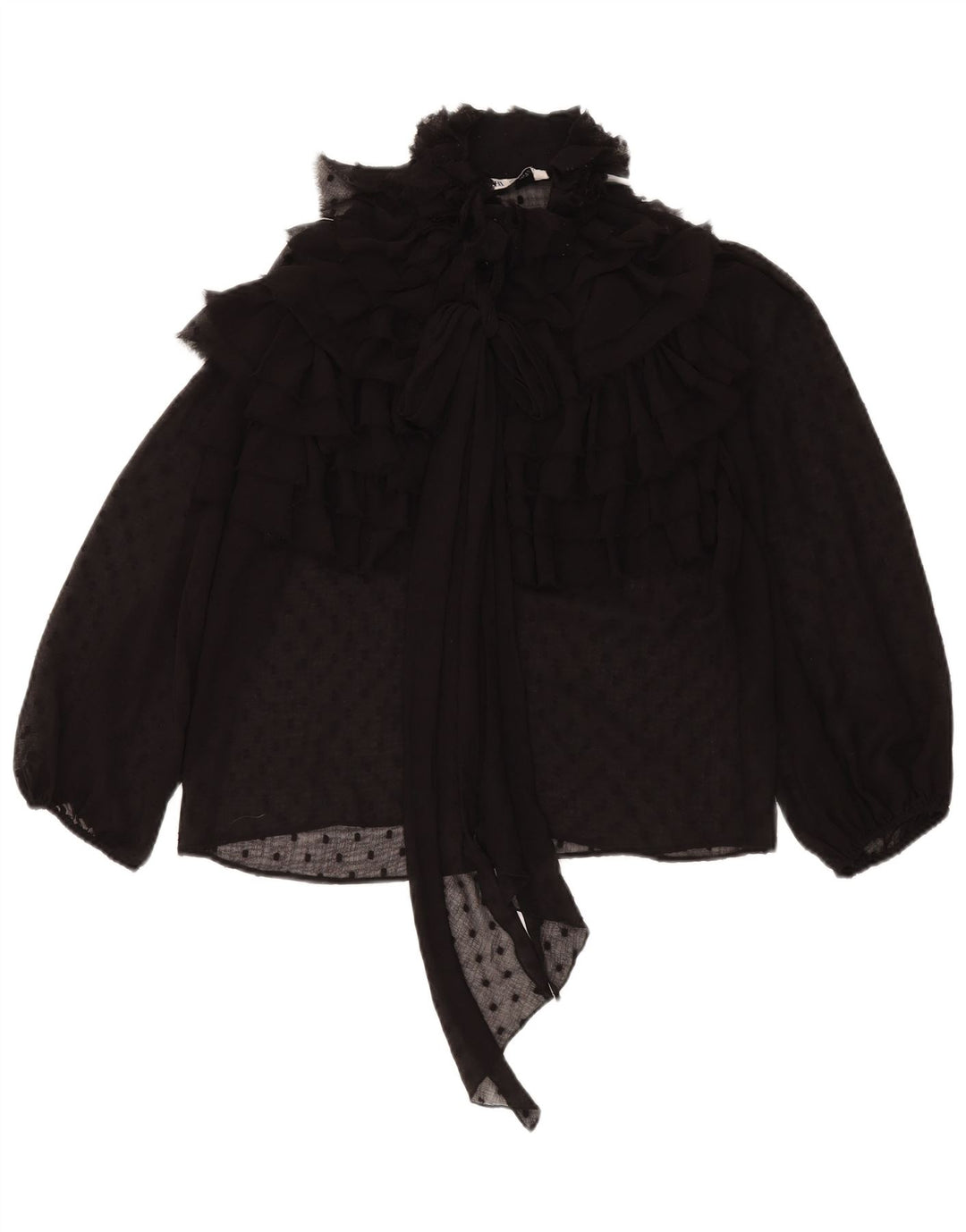 Zara Γυναικεία Μπλούζα Oversized Top UK 10 Small Black Spotted