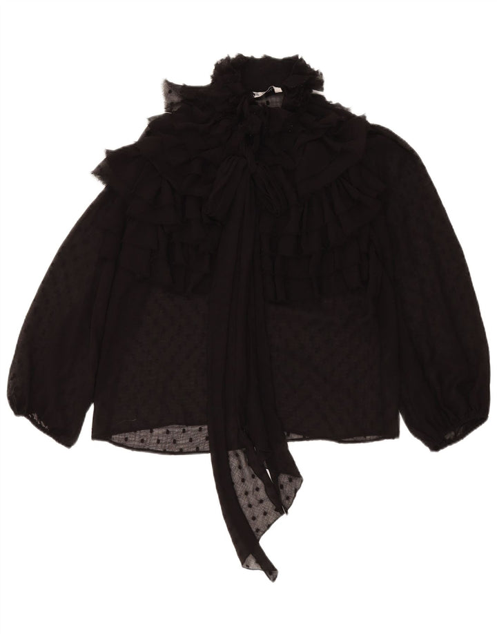 Zara Γυναικεία Μπλούζα Oversized Top UK 10 Small Black Spotted