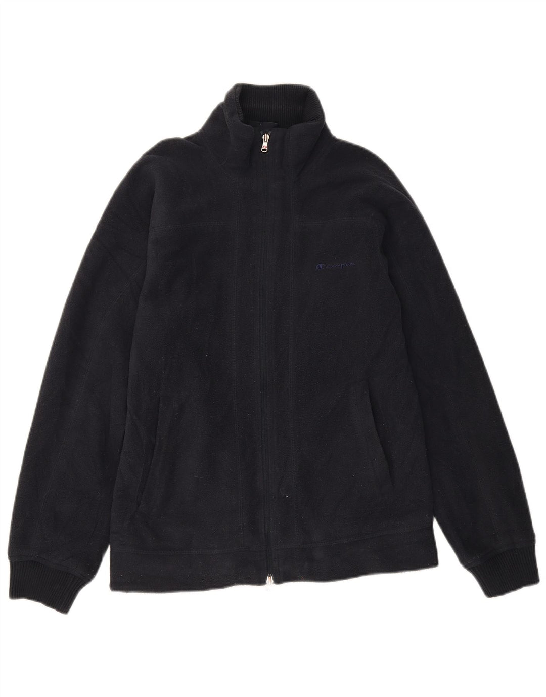 CHAMPION Mens Fleece Jacket UK 38 Medium Navy Blue Polyester