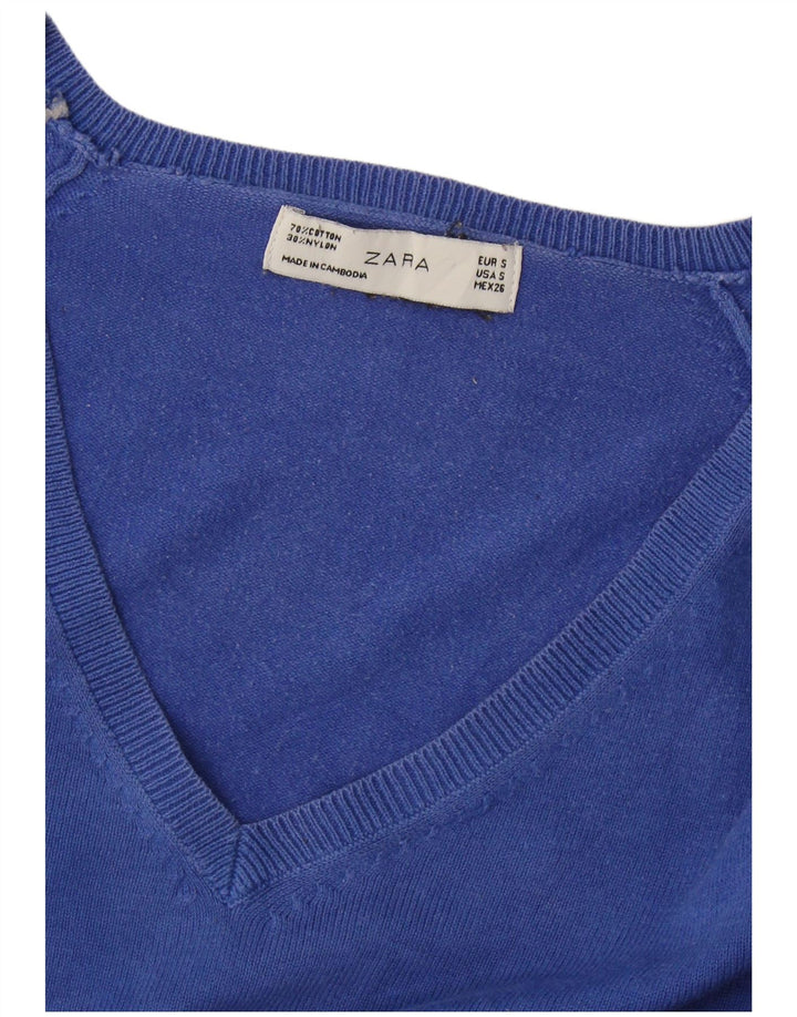 Zara Γυναικείο πουλόβερ με V λαιμόκοψη UK 10 Small Blue