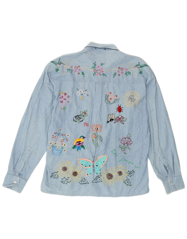 Chaps Γυναικείο Loose Fit Graphic πουκάμισο UK 14 Medium Blue Floral Βαμβακερό