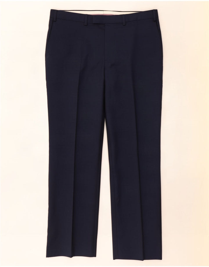Ανδρικό ίσιο παντελόνι Marks & Spencer W38 L29 Navy Blue Wool